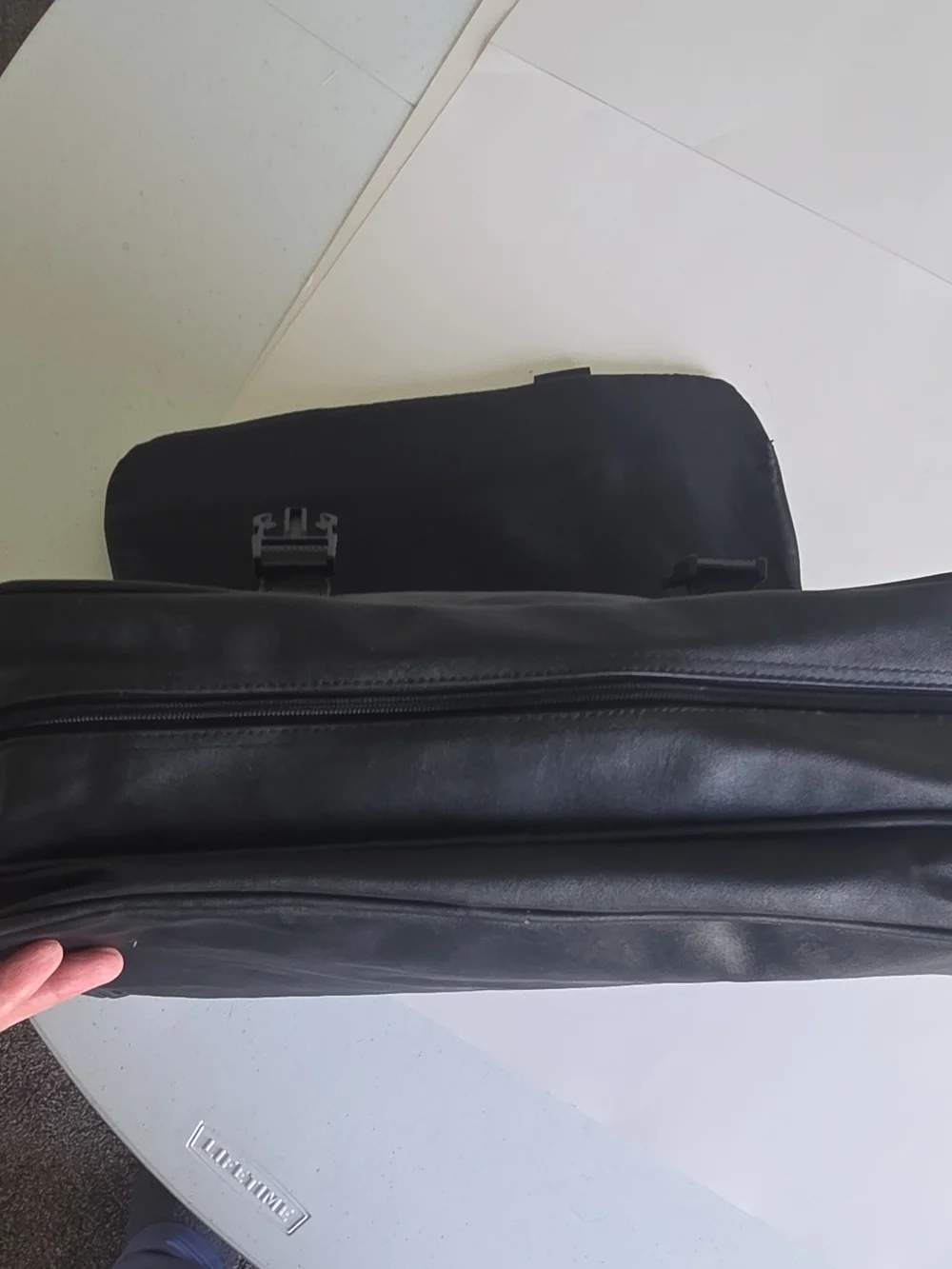 Black Leather Briefcase Messenger Bag for Men